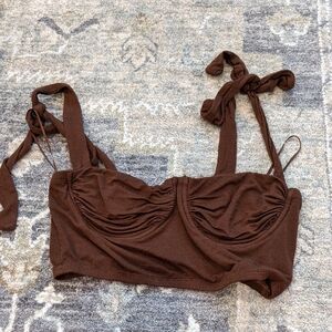 Adika Chocolate Brown Ruched Crop Top